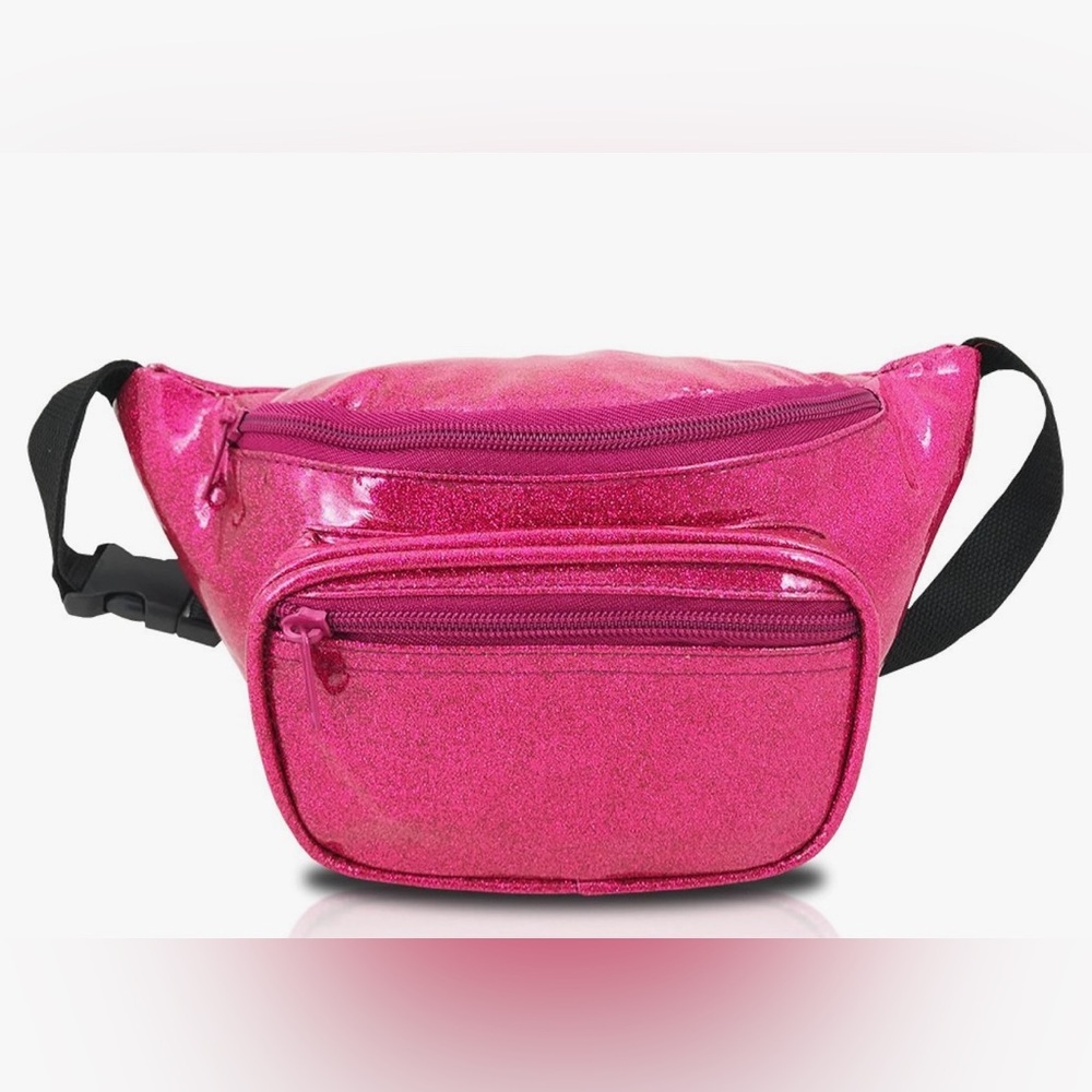 Fanny Pack Shiny Color Design Sparkle Pink Waist Bag For Women Men Kids